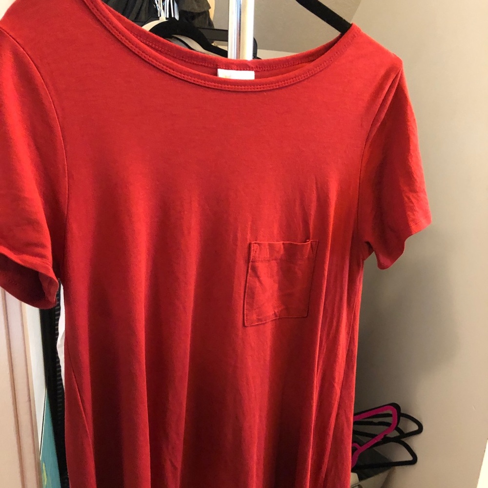 Brick red, stretchy, soft Carly swing dress